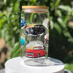 16oz Hot wheels glass cup
