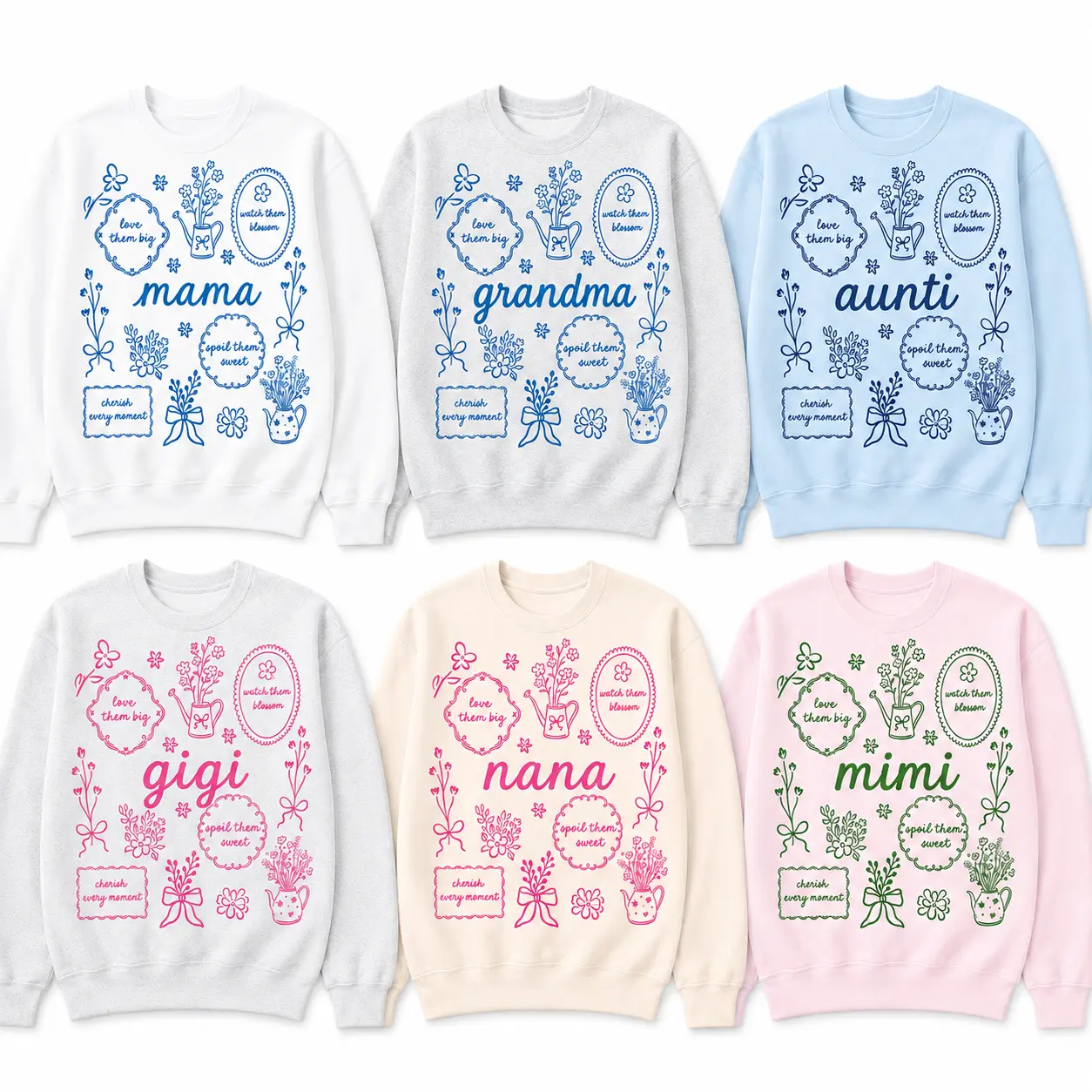 Custom Text And Quote Sweatshirt, Personalized Family Title Crewneck, Floral Bow Design, Gift For Mom