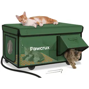 Weatherproof Heated  House for Outdoor in Winter, Heated  Bed Kitty Shelter with  Heating Pad, Insulated & Safe Escape Door, Warm  for Outside Stray