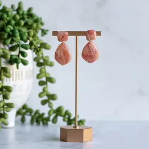 Pink Drops Handcrafted Polymer Clay Earrings with Soft Blush Tones and Subtle Marbled Details for Everyday Wear or Special Occasions