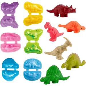 Unleash Creativity 6 Unique Dino Molds Dough Toys & Accessories Set With 5 Bright Colors, Ideal Gift for Kids Aged 3-8 Years
