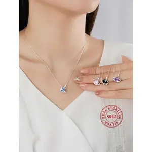 925 Sterling Silver Escape Princess Guard Heart Design Pendant Necklace, Mother's Day Gift, Adjustable Necklace for Women, Exquisite Jewelry for Party, Daily Decor