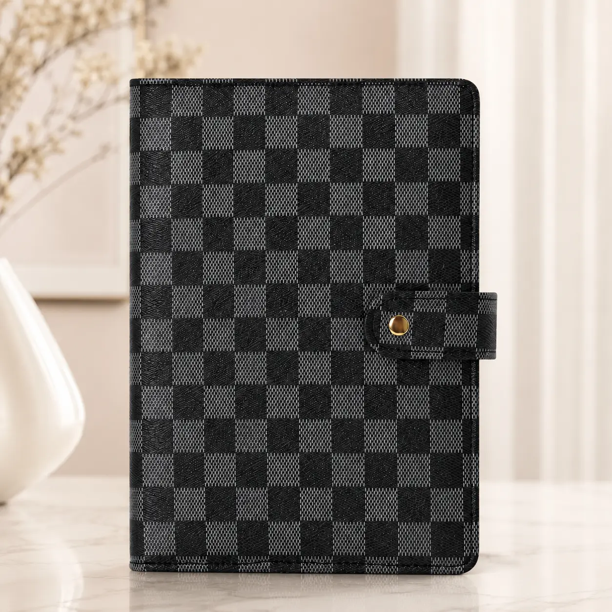 A6 Budget Mini Binder Planner Notebook, Faux Leather Grid Diary with 45 Lined Pages, Compact Portable Personal Organizer for Budgeting, Work, School, Journaling, Daily Notes, Record Keeping and Student Gifts