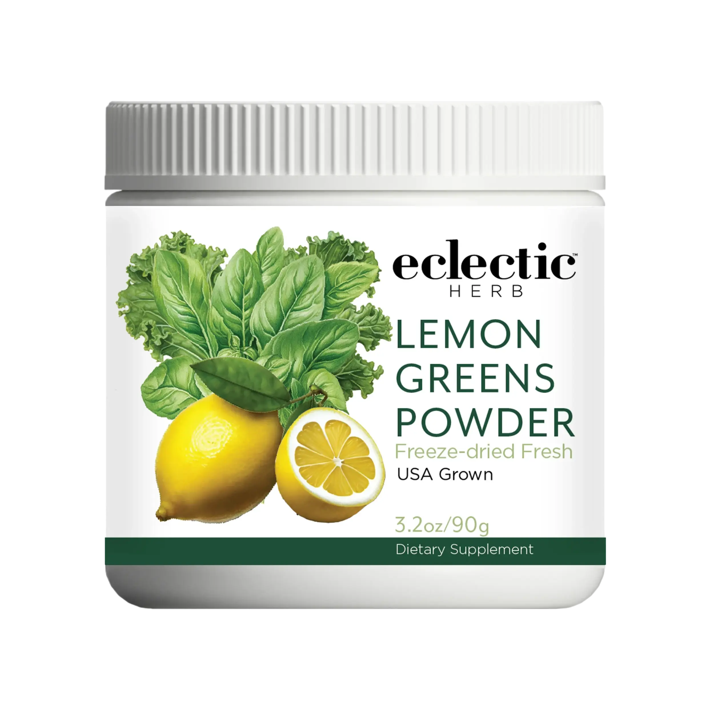 Eclectic Herb - Lemon Greens Powder Supplement | Immune + Detox Support | Nutritional Support, Vitamins + Minerals | Superfood Powder + Daily Greens Drink Mix | Non-GMO, Vegan (3.2 oz | 90 g)