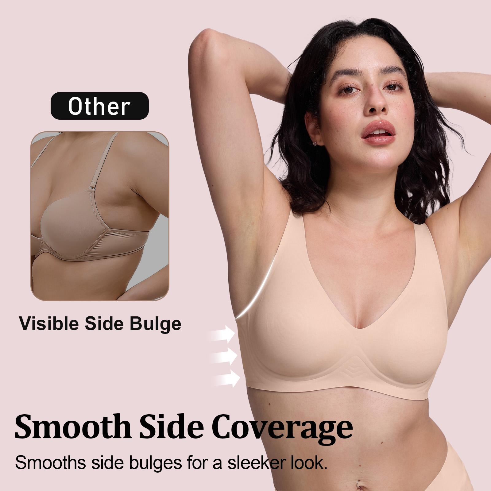 VRCOMFY Jelly Wireless Womens Comfortable Wireless Bras Push Up Bralettes Seamless Tshirts Bras Deep V Everyday Bras