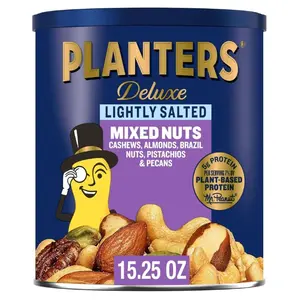 Deluxe Mixed Nuts, Cashews, Almonds, Brazil Nuts Mix, Pistachios, Pecans, Lightly Salted, Snacks for Adults and Kids, Party Snack, 15.25oz