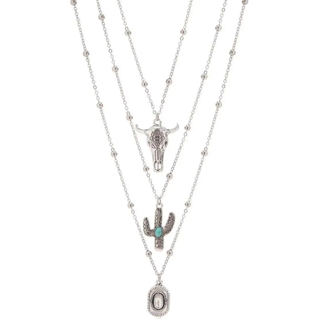 Boho Western Turquoise & Brown Suede Layered Choker Necklace Set – Cowgirl Jewelry Gift