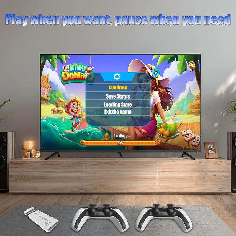 Retro Gaming Console & Gaming Stick with 20,000+ Preloaded Games, 4K Ultra HD & Dual Wireless Controllers — Plug & Play for Family Fun, 64GB Memory
