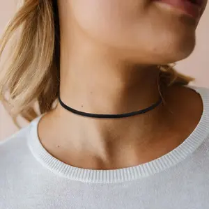 Black Leather Choker Necklace Thin Black Choker Necklaces for Woman Halloween