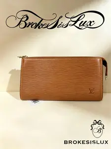 Pre-owned Louis Vuitton Caramel Brown Epi Water Wave Texture Full Zip Large Long Cowhide Wallet
