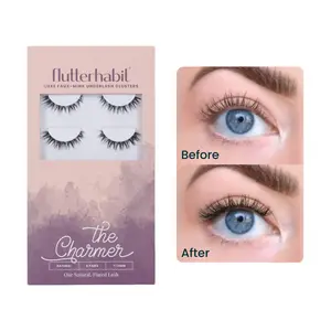 Flutterhabit The Charmer Cat Eye Style Cluster Lashes DIY Lash Extensions 7-13mm Natural Look False Eyelashes 6 Pair Set Classic B/C Curl Long Wear Underlash Application