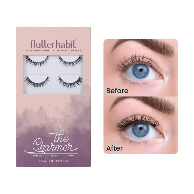 FlutterHabit | The Charmer - Cluster Lash Extensions | DIY At-Home Lash Extensions, Pre-Mapped, Up to 10 Days of Wear