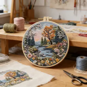 Handmade Cross Stitch Kit for Home Decoration, Simple DIY Embroidery Set for Living Room Bedroom Wall Hangings, Complete Materials Package
