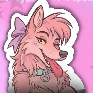 Pretty and Punk Furry Pinup Sticker - Sexy Cute Pink Dog Girl Design with Punk and Furry Elements for Notebooks Laptops and More