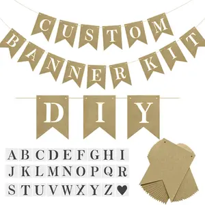 DIY Custom Brown Banner Set Personalized Party Decorations with 26 Letter Stencils