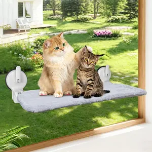 2PC Cat Window Perch with Lever Lock Suction Cups – Holds up to 50 lbs, Foldable & Space-Saving Design, Sturdy Window Hammock for Large Cats or Multiple Felines