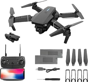 E88 Pro Drone with 4K Camera, WiFi FPV 1080P HD Dual Foldable RC Quadcopter Altitude Hold, Headless Mode, Visual Positioning, Auto Return Mobile App Control, Black, 7.83 x 7.17 x 2.87 inches Portable Blades Phone