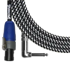 Braided Series Speaker Right Angle 1/4" Plug-Speakon Plug