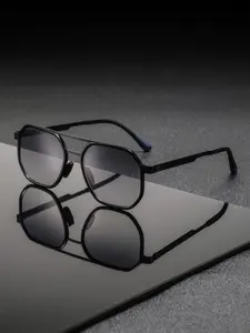 Men's Metal Geometric Double Bridge Polygon Full Frame Glasses, Lightweight and Stylish, Casual American Fashion, Versatile and Trendy, Stylish Trendy Eyewear, Casual Fashion Frames