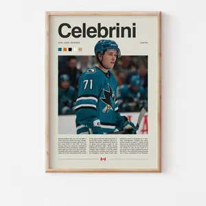 Vintage Macklin Celebrini Ice Hockey Poster - Unique Wall Art for Sports Fans