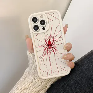 Red Spider Web Phone Case，Dark Abstract Art Style for iPhone 17 16 15 14 13 12 11 Plus Pro Max Gift.