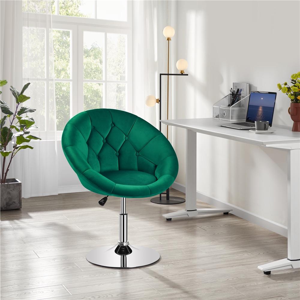 Yaheetech Vanity Chair Tufted Style Barrel Chair Round Swivel Accent Chair Adjustable Height