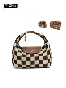 Fashion Crescent Bag, Lightweight Durable Handbag, Grid Crossbodybag, Checked Pattern Purse for Versatile Use in Multiple Colors Stylish Essential Companion Suitable for Commuting, Parties, Travel Satchel, Work Satchel Purses