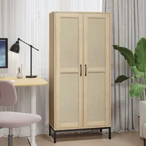 60-inch tall kitchen pantry with 2 rattan doors and 3 adjustable shelves, a freestanding cabinet storage unit, suitable for kitchens, laundry rooms, living rooms and dining rooms tiktokshopspringglowup