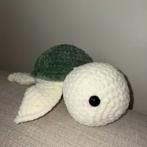 Crocheted Medium Sage Green Turtle Plushie