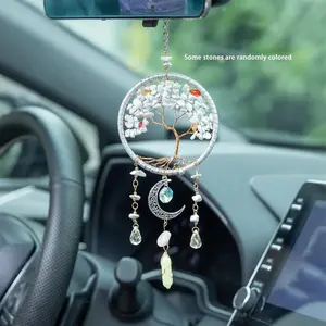 Tree Of Life Dream Catcher Car Hanging Decoration, Rear View Mirror Hanging Ornament, Car Interior Pendant, Car Decoration Accessories, Car Interior Accessory