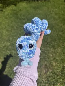 Handmade Crochet Tye Die Blue Snake