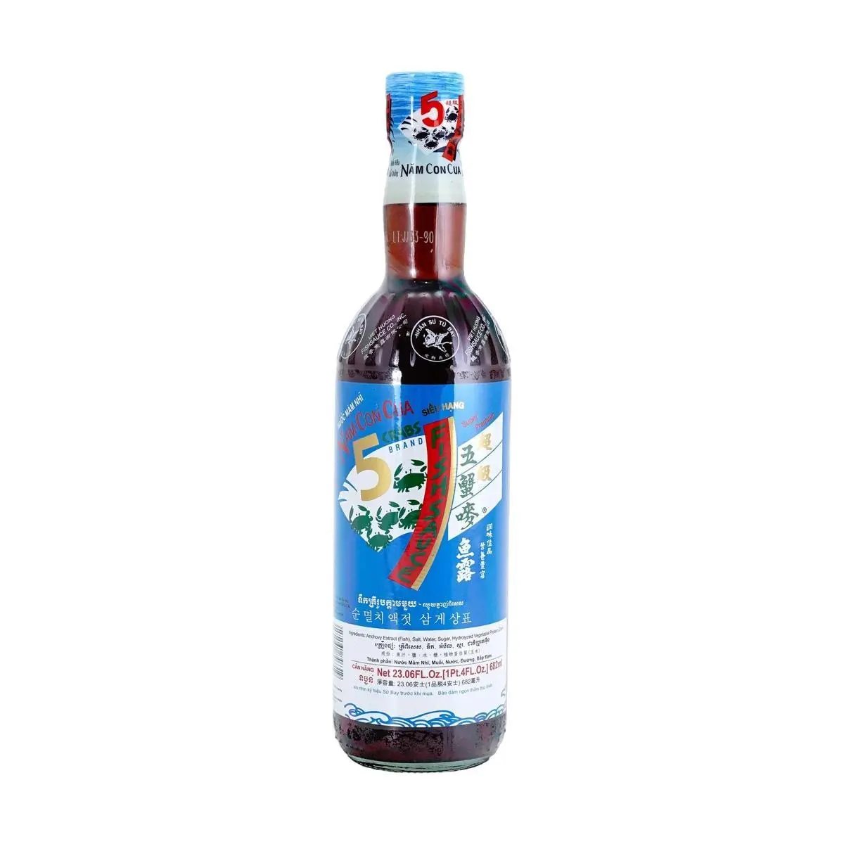 5 CRABS Premium Vietnamese Fish Sauce 682ml (23.4 fl oz) - Authentic Umami Flavor for Cooking, Stir-Fries, Soups, Dipping, and Marinades