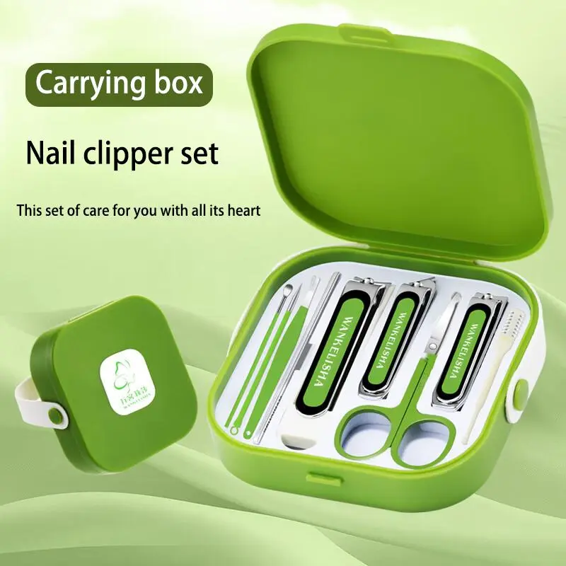 Home thickened anti-splash nail clipper set, girls' nail trimmers, stainless steel multi-functional nail pliers, nail care tools