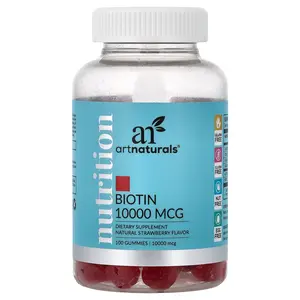 artnaturals Nutrition, Biotin Gummies, Natural Strawberry, 100 Gummies (5,000 mg per Gummy)