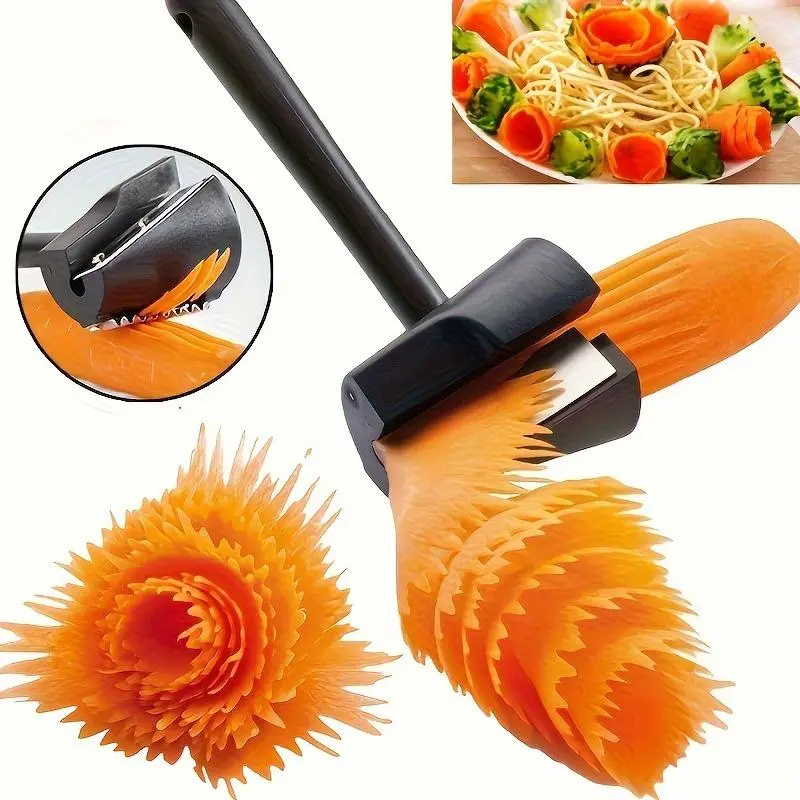 1pc Carrot Curler, Carrot Flower Maker, Fruit Peeler, Carrot Spiral Slicer, Potato Spiral, Vegetable Slicer, Veggie Cutter, Reusable Potato Peeler, Kitchen Utensils, Vegetable Cutting Slicer