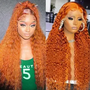 Hoiloxa 30 Inch Ginger Lace Front Wigs Human Hair 13X6 Deep Wave Wig Orange Ginger Wig Human Hair Pre Plucked 350 Deep Curly Hd Lace Front Wigs for Women 180% Density Wet Wavy Deep Curly Frontal Wigs