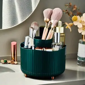 360 Degree Rotating Makeup Storage Box, Brush Holder, Makeup Cosmetic Organizer, Perfect Gift for Women, Suitable for Bathroom and Vanity, Ideal for Beauty Lovers