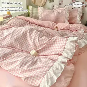 Plaid Pattern Bedding Set, Soft Comfortable Bedspread & 1/ Pillowcase without Filler, Bedding Supplies for Home Bedroom Hotel