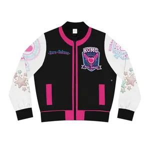 Women's Kura Gakuen Varsity Bomber Jacket - Black Edition, Stealth & Glitter Design