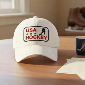 USA Hockey Dad Hat Vintage Washed Baseball Cap Embroidered Adjustable Cotton Cap for Men Women, USA Hockey Fan Gift, Game Day Sports Accessory, Patriotic Hockey Supporter Hat