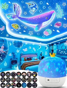 Kids Night Light Projector + 21 Sets of Films, Projector Night Light for Kids Bedroom, Ceiling, Star Galaxy Projector for Baby Girls with 360° Rotation, for Birthday, Christmas, Gifts, Room Decor