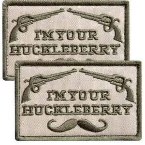 Bluyellow 2Pcs Im Your Huckleberry Patch, Embroidered I'm Your Huckleberry Morale Patches for Tactical Backpack, Vest, Dog Vest, Hook and Loop I'll Be Your Huckleberry Patch, Subdued, 2x3 Inches