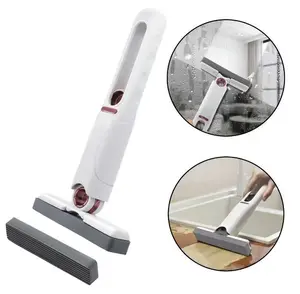 Mini Cleaning Mop, Mini Sponge Mop, Wet and Dry Cleaning System, 2 Sponge Heads & 1 Squeeze Handle, Mini Mop for Bathroom, Kitchen, Desktop, Glass, Living Room, Car.