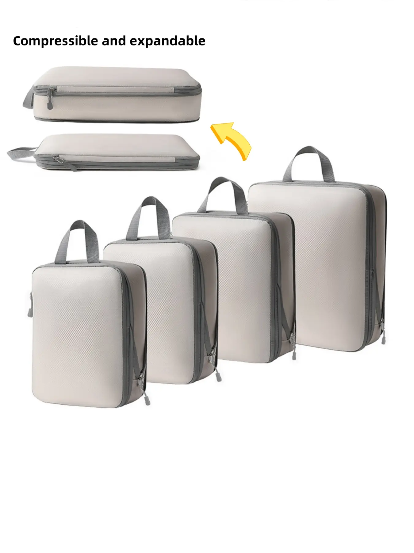 4-Piece Expandable Compression Travel Packing Cubes Set, Lightweight Packing Cubes, Ultra-Light Organizer Bags for Luggage, Travel Clothes Organizer, Ideal for Travel & Home Storage, Luggage Packing Organizers, Travel Accessories, Luggage Organization