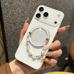 Ring buckle Pearl base stand, phone stand, hanging chain phone stand, desktop folding portable phone chain -KK1230-4