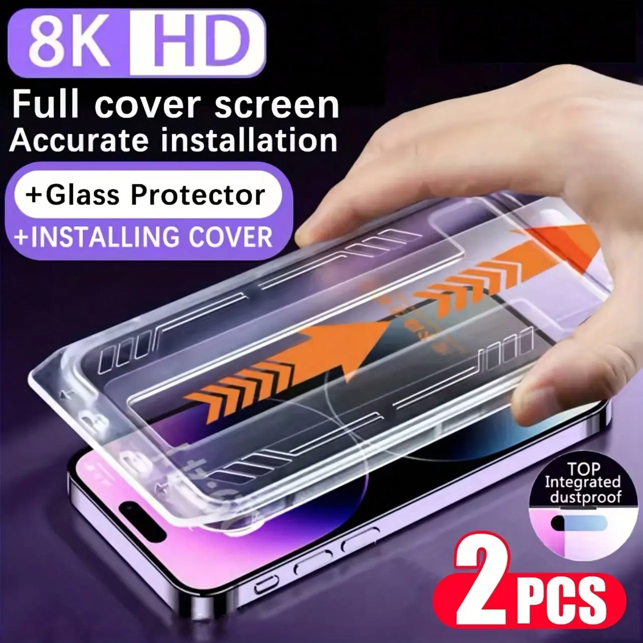 2-Pack HD Glossy Tempered Glass Screen Protectors for iPhone 17 Pro Max, 17E, 16E, 15, 14, 13 - 1-Click Application, Full Coverage, Edge Protection, Fingerprint-Resistant