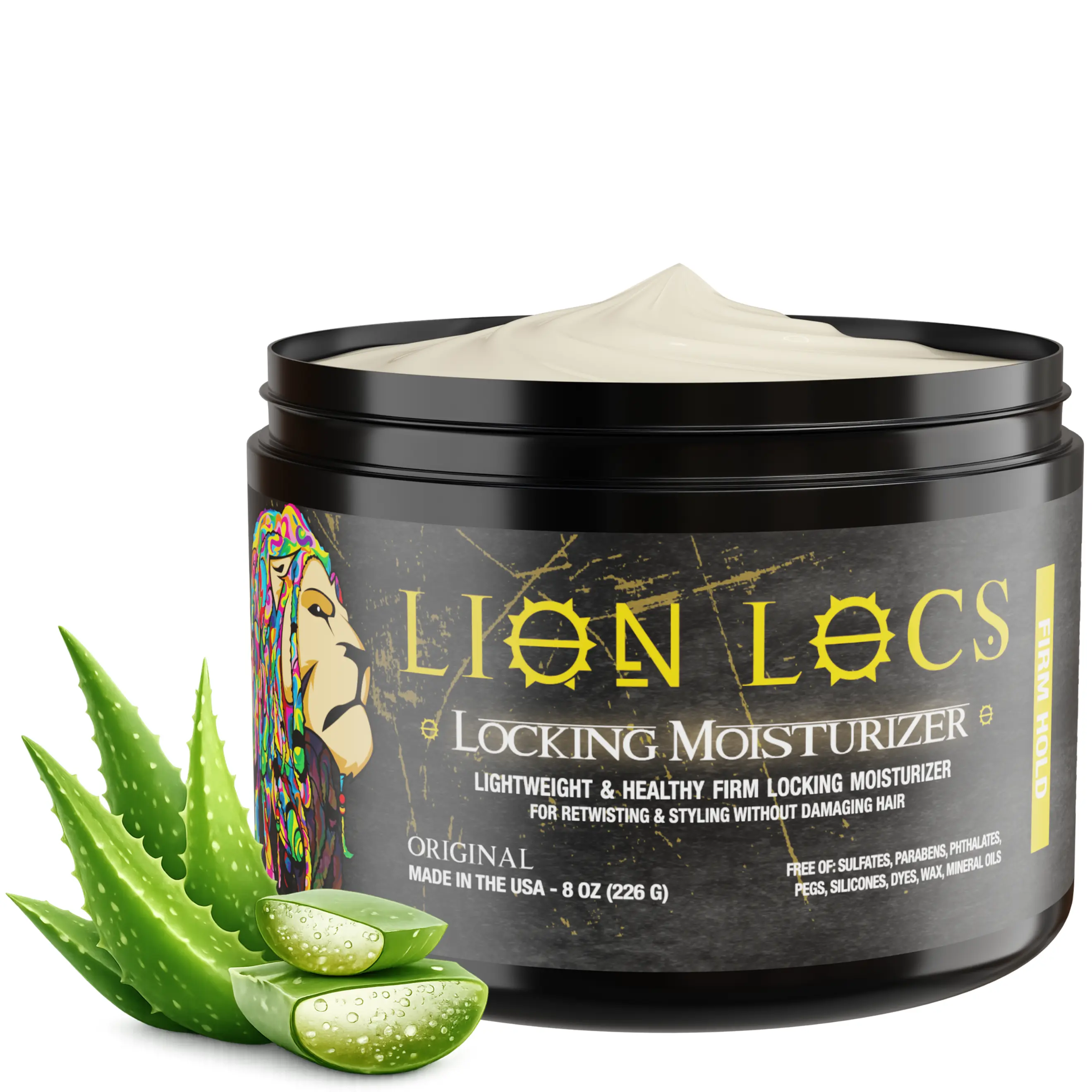 Lion Locs Firm Hold Locking Gel for Retwists, Locs & Braids – Residue-Free Moisturizing Dreadlock Gel, Frizz Control & Long-Lasting Hold