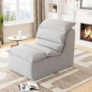 Bean Bag Chair for Adults, Lazy Floor Sofa with High-Resilience Foam, Non-Slip Base, Fireside Chair for Reading Gaming Living Room Bedroom, Gray