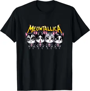 Meowtallica Funny Cat T-Shirt Cotton gift T