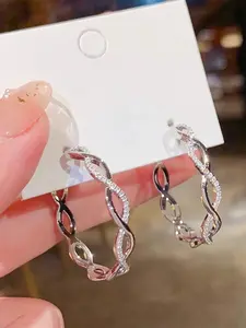 1 Pair Fashion Cubic Zirconia Hoop Statement Earrings For Women For Wedding Anniversary Engagement Party Jewelry Valentine's Day Gift